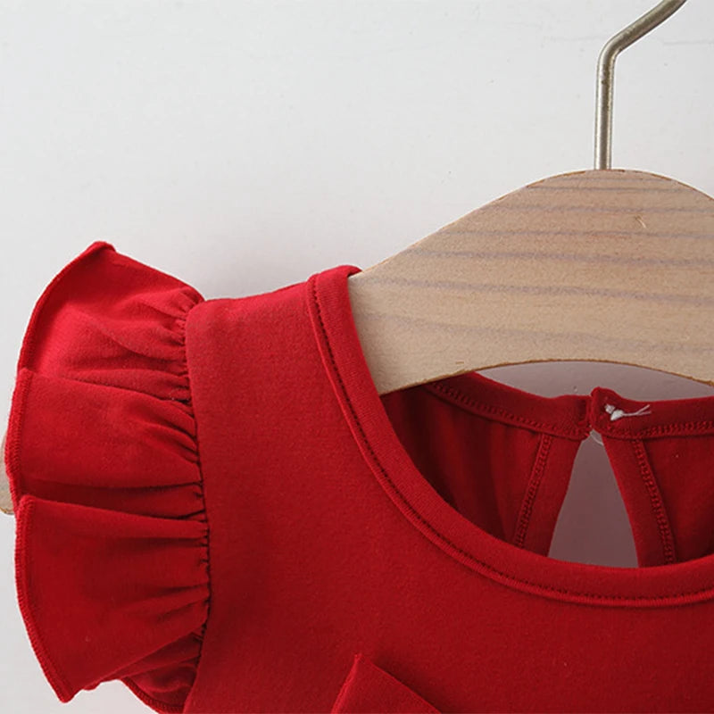 Summer Bow Flying Sleeve Dress