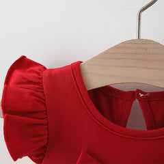 Summer Bow Flying Sleeve Dress