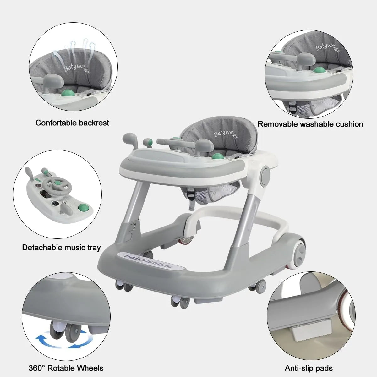 Baby Walker with Removable Feeding Tray