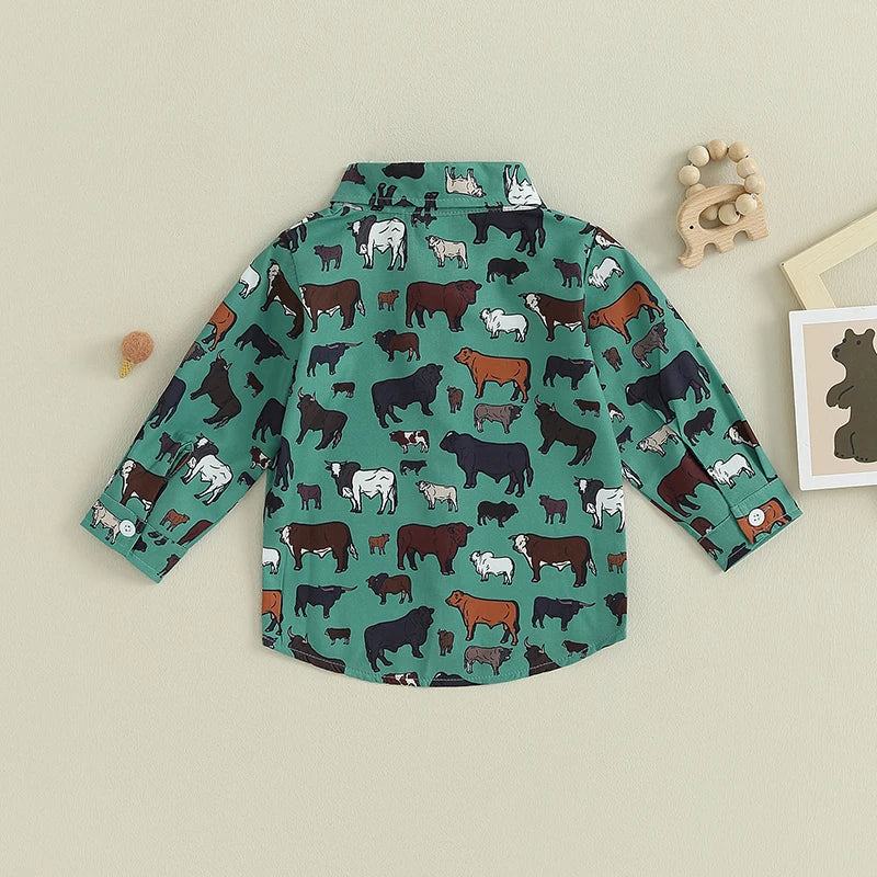 Cow Print Long Sleeve Tops
