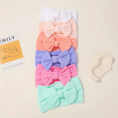 Baby Girls' Cable Knit Bow Headbands, 6-Piece Set