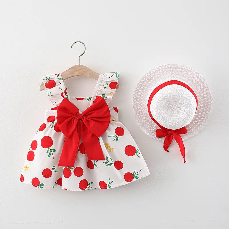 Orange Bow Suspender Dress Set