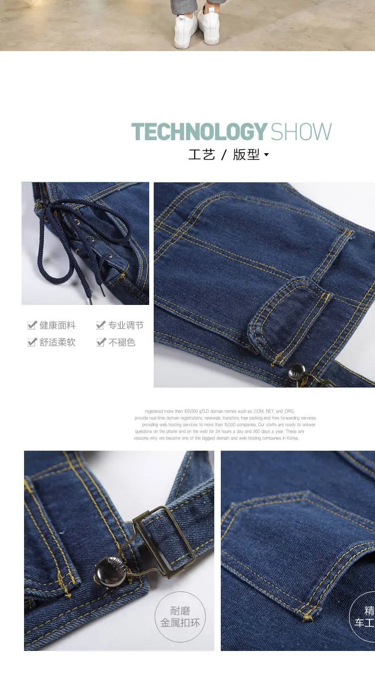 Wide Leg Denim Maternity Jumpsuits