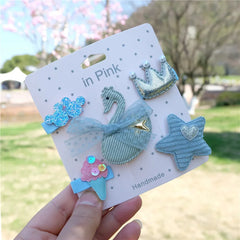 Kids' Cartoon Hair Clips, 5-Piece Princess Hairpin Set