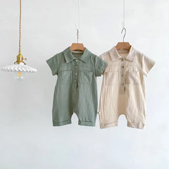 Lapel Button Up Romper