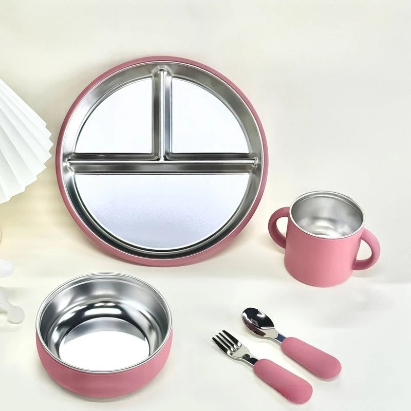 5PCS Stainless Steel Kids Plate and Bowl Set - PAMU8