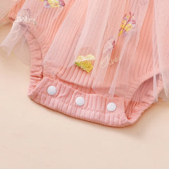 Baby Girl Floral Mesh Patchwork Ruffle Romper & Dress Set with Headband