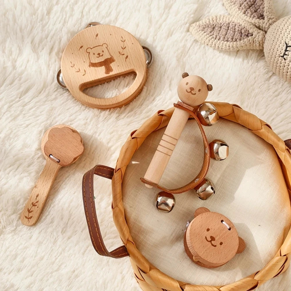 Wooden Rattle Musical Baby Toys
