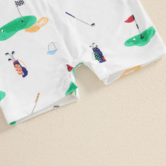 Baby Golf Romper, Half-Button Lapel Summer Jumpsuit