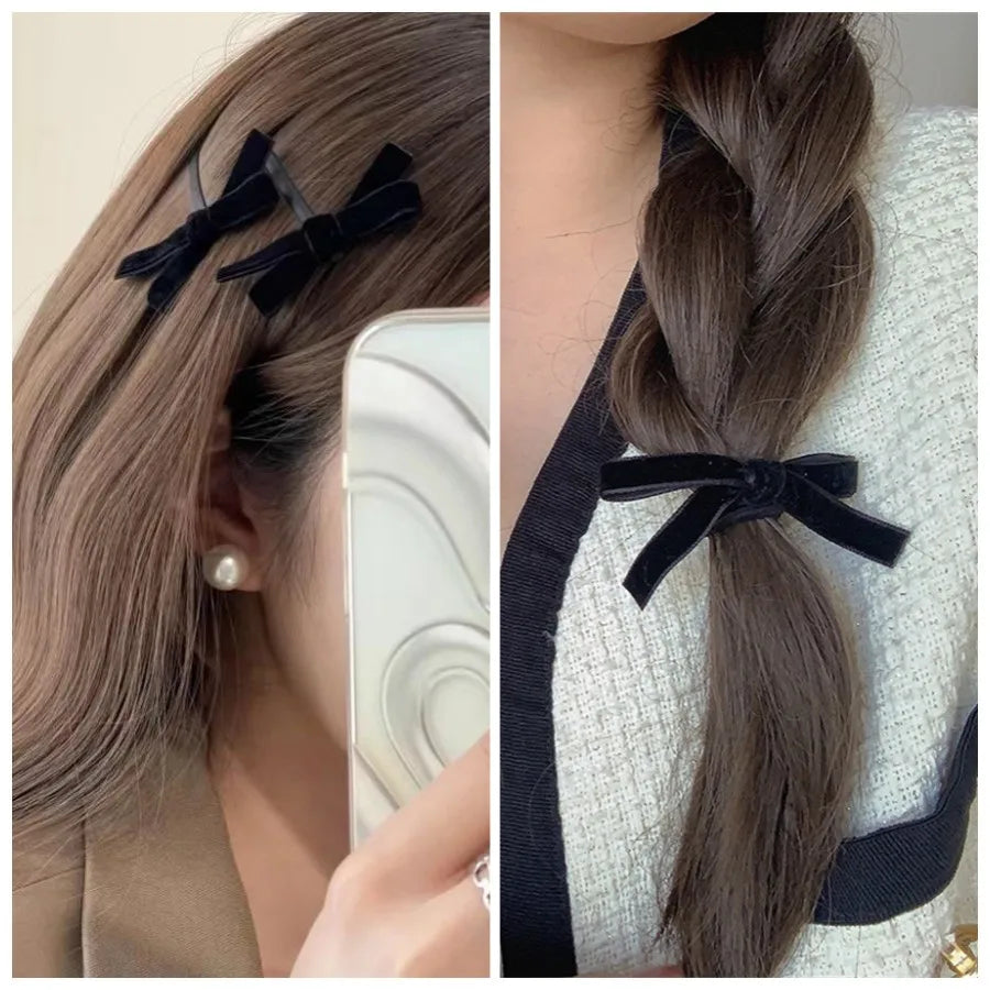 Velvet Bow Elastic Hairpins