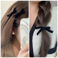 Velvet Bow Elastic Hairpins