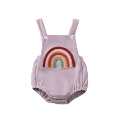 Rainbow Strawberry Embroidery Romper