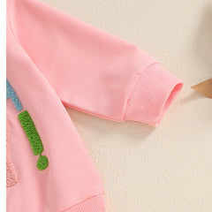 Toddler Girls Cotton Letter-Embroidery Sweatshirt & Pants Set