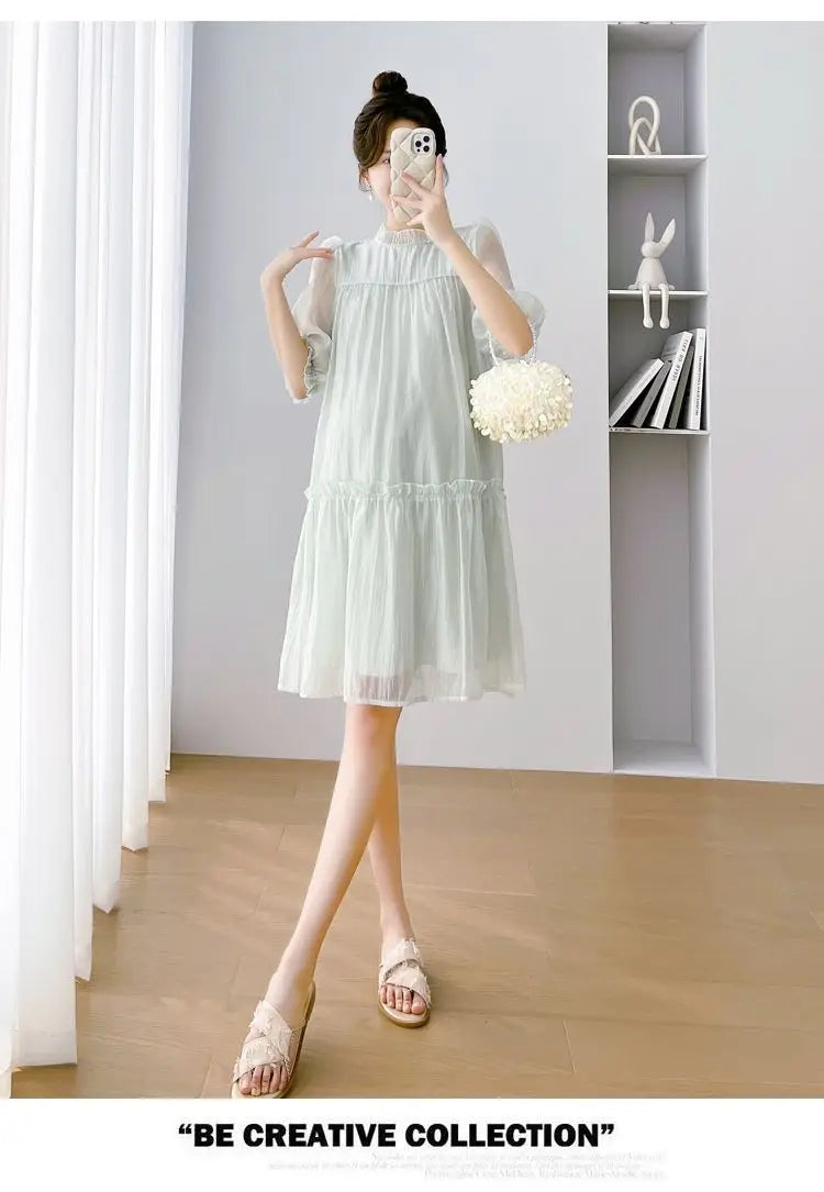 Doll Collar Chiffon Maternity Dresses