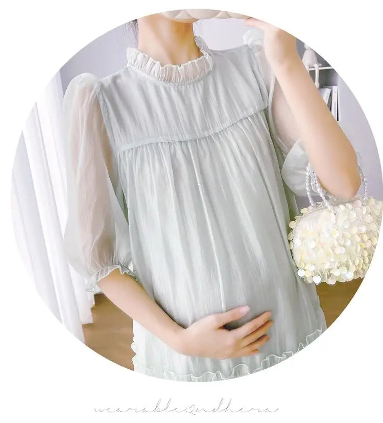 Doll Collar Chiffon Maternity Dresses