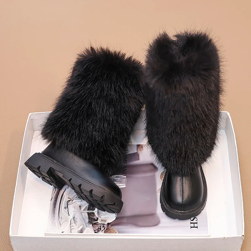 Girls High Warm Leather Boots