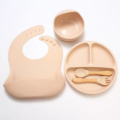 Baby Silicone Tableware Set, Suction Bowls and Utensils
