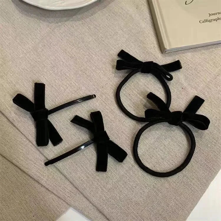 Velvet Bow Elastic Hairpins