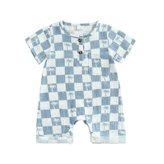 Checkered Tree Print Playsuit