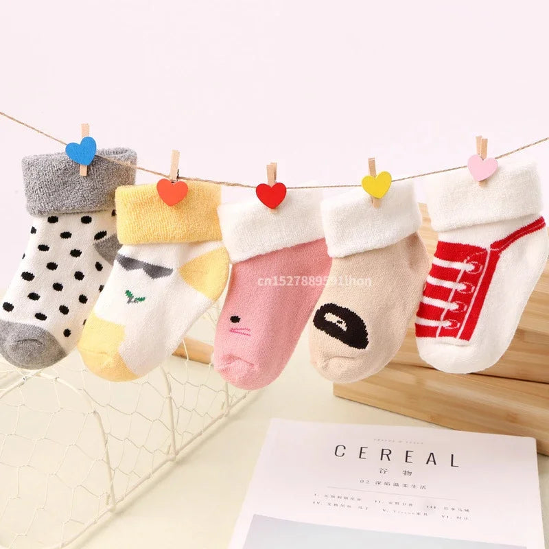 5 Pairs Warm Strip Baby Socks