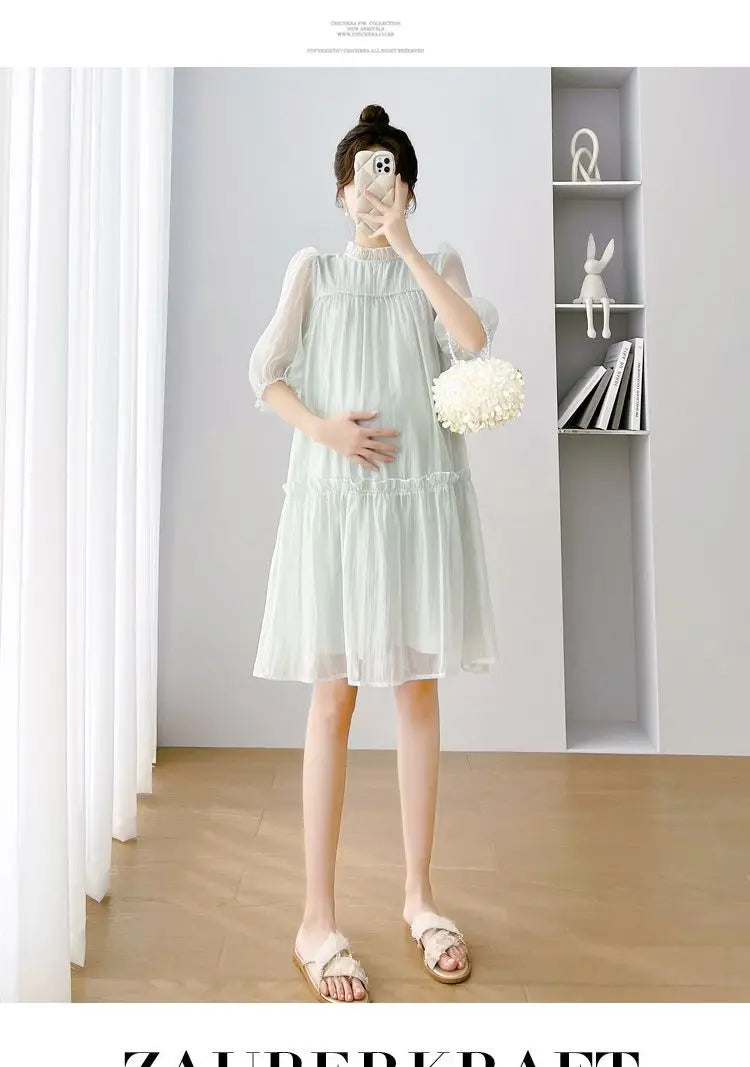 Doll Collar Chiffon Maternity Dresses