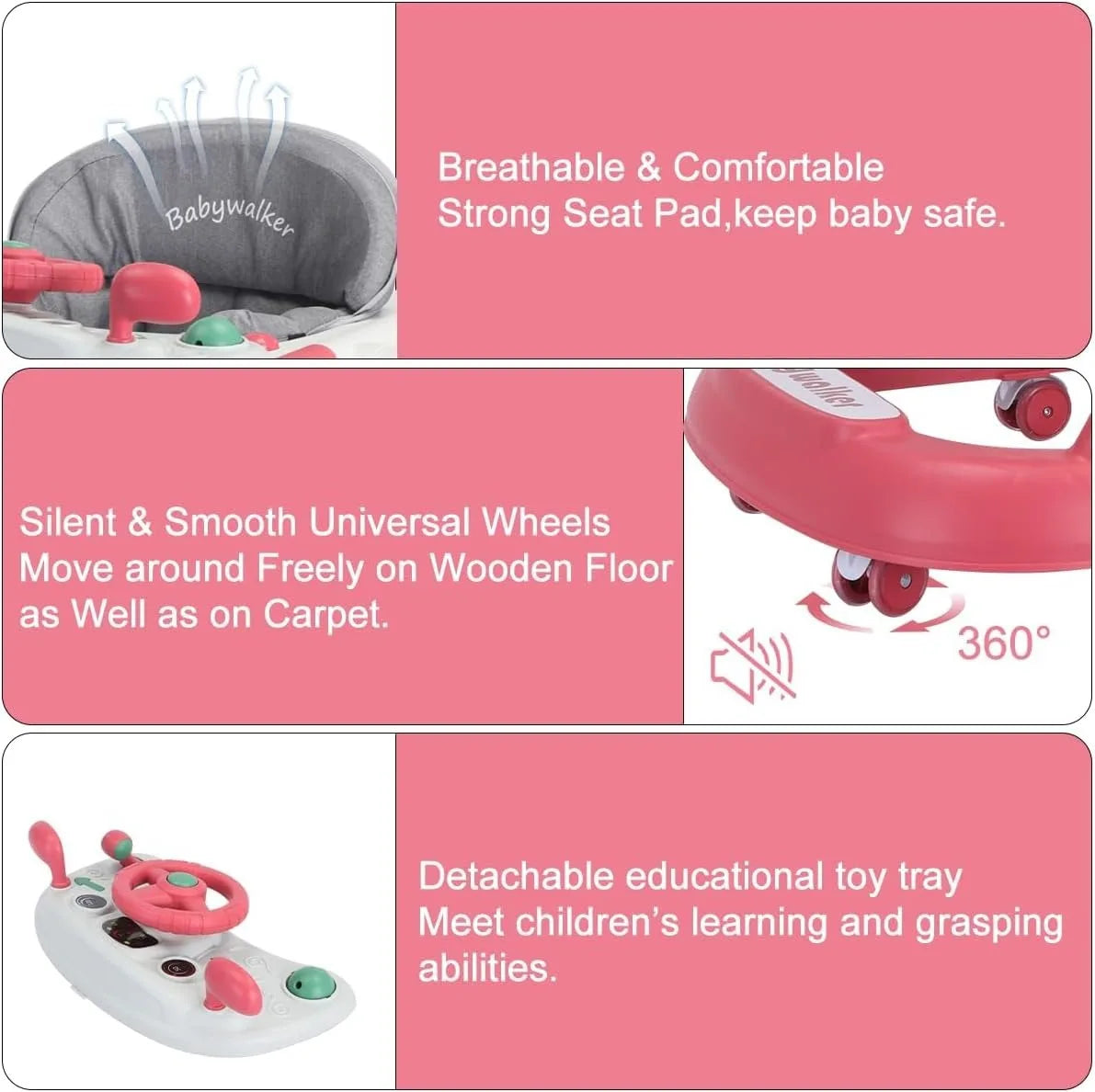 Baby Walker with Removable Feeding Tray