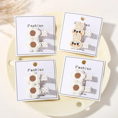 Baby Girls' Knitted Rabbit Hair Clips, 2-Piece Set