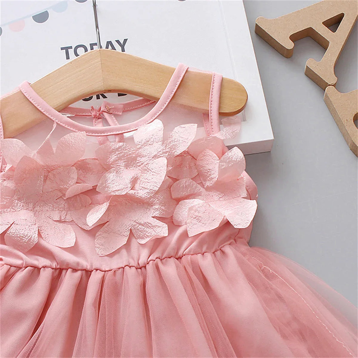 Flower Fairy Baby Girl Party Dresses Summer Children Clothes Birthday Princess Evening Mesh Dress Toddler Kids Costume 0 To 3 Y