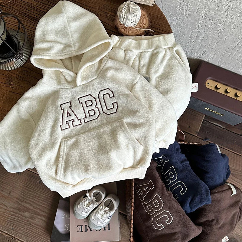 Fur Lining Boys Hoodie Set