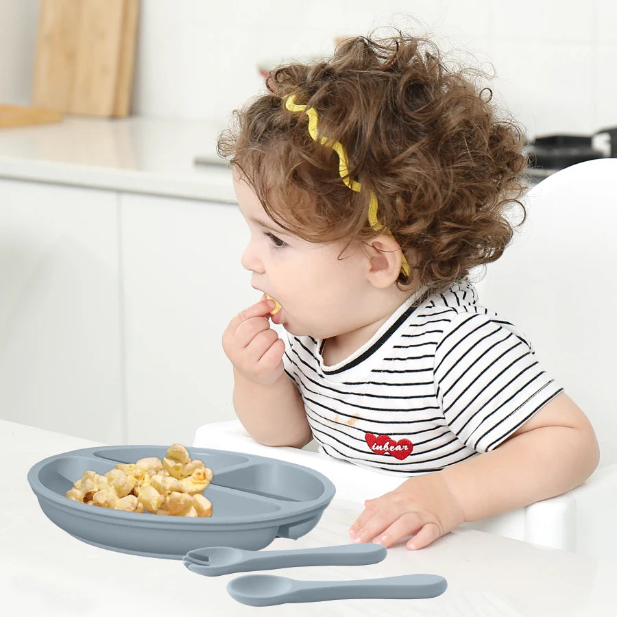 Training Silicone Tableware Set With Spoon Fork - PAMU8