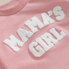 Baby Girls' Fuzzy Letter Romper, Embroidered Jumpsuit