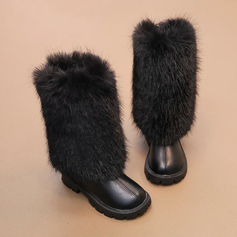 Girls High Warm Leather Boots