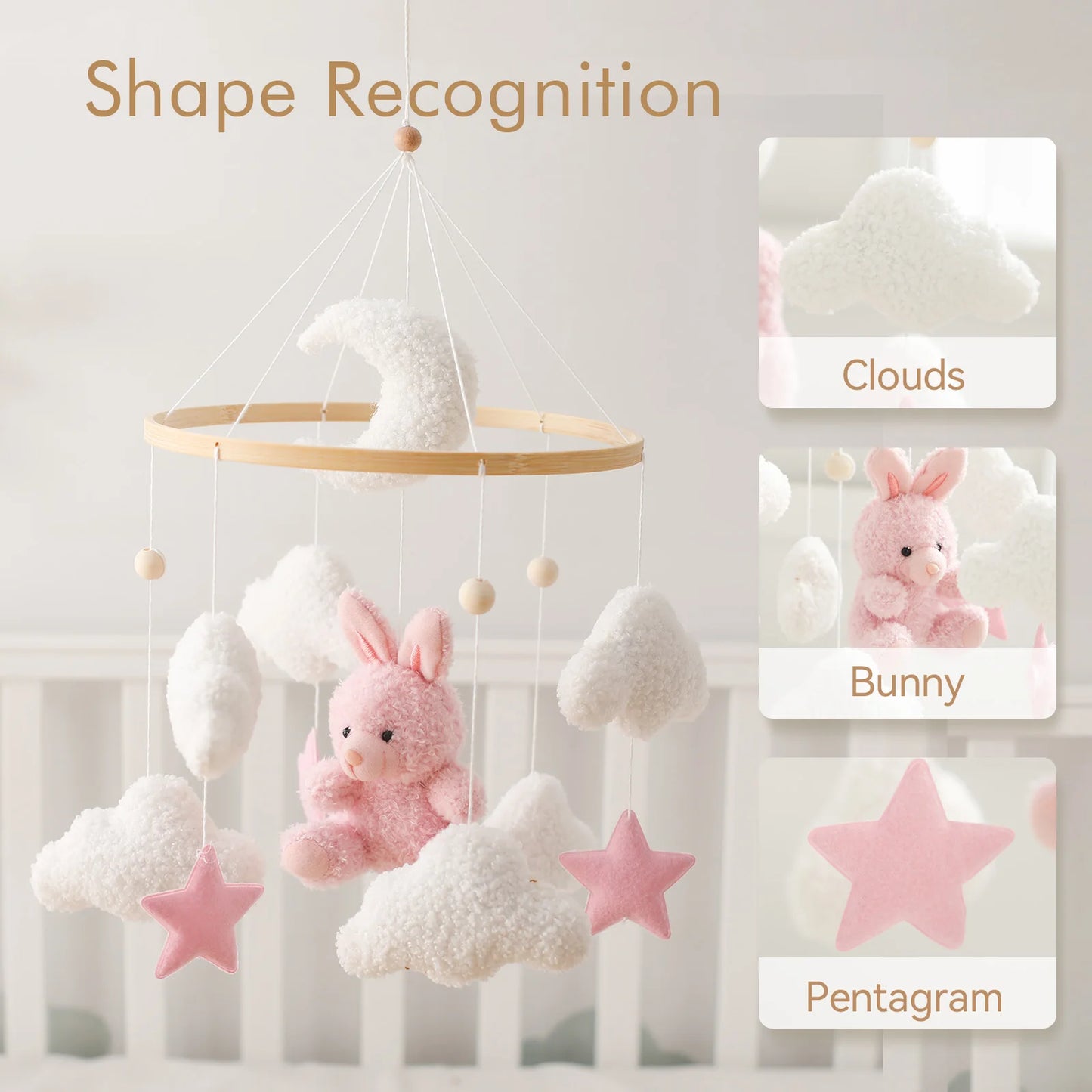 Baby Crib Mobile Wooden Rattle Toy