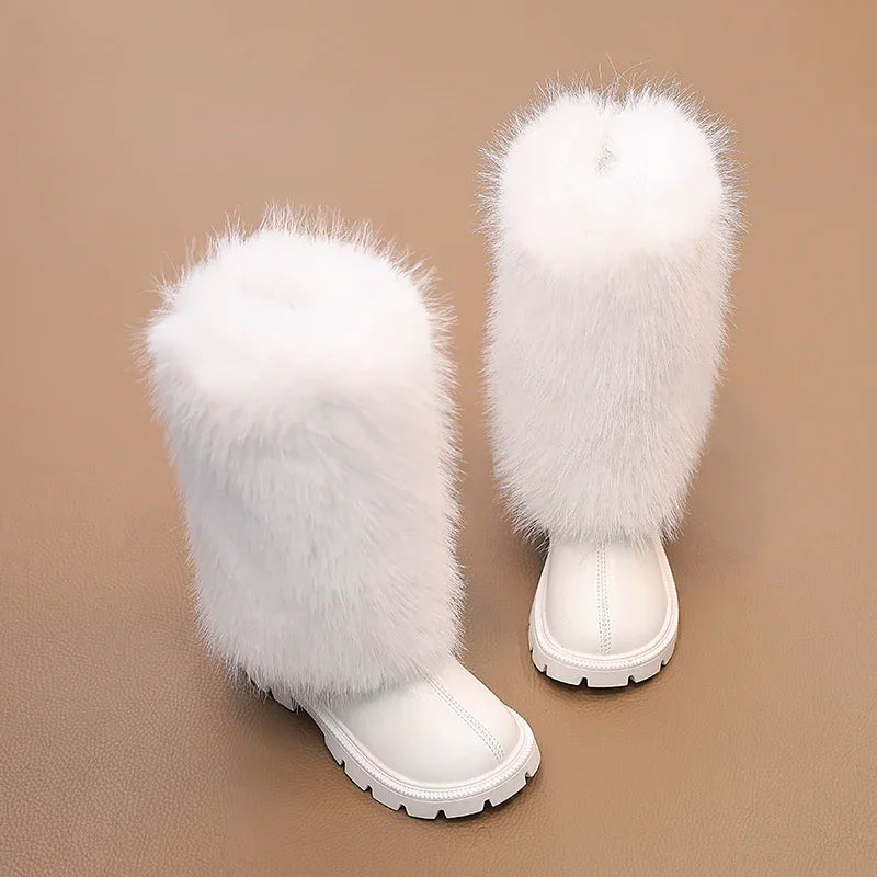 Girls High Warm Leather Boots