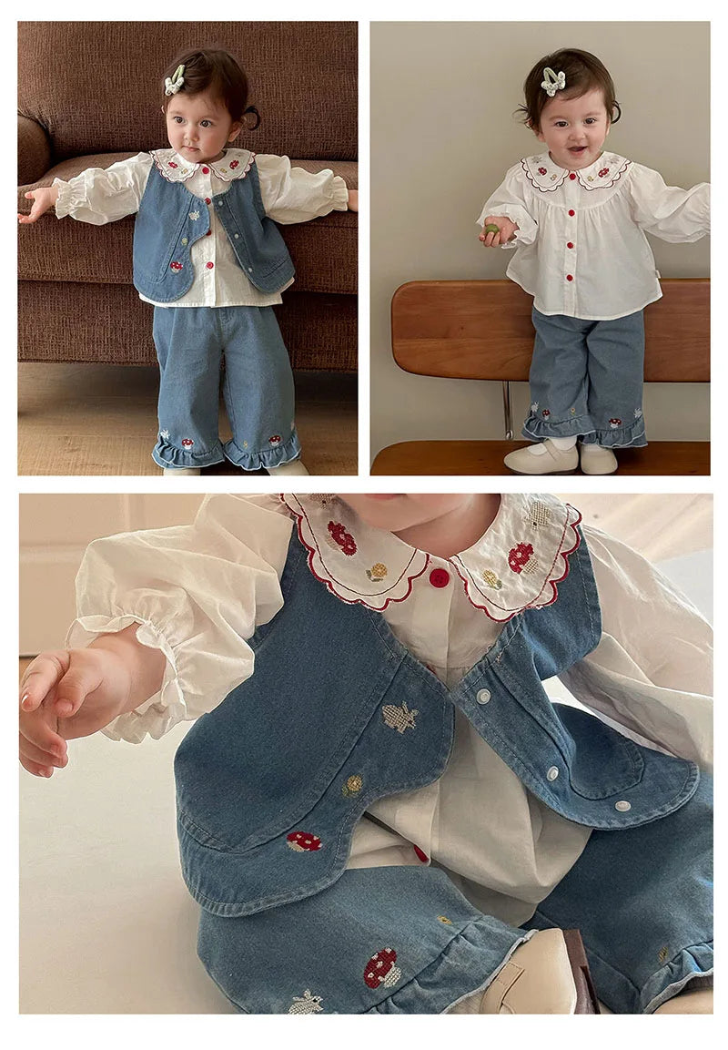 Girls Embroidered Rabbit Blouse