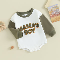 Baby Boys' Letter Sweatshirt Romper, Long-Sleeve Fall