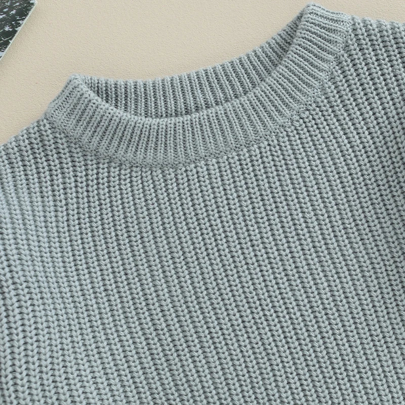 Basic Cotton Long Sleeve Sweater - PAMU8