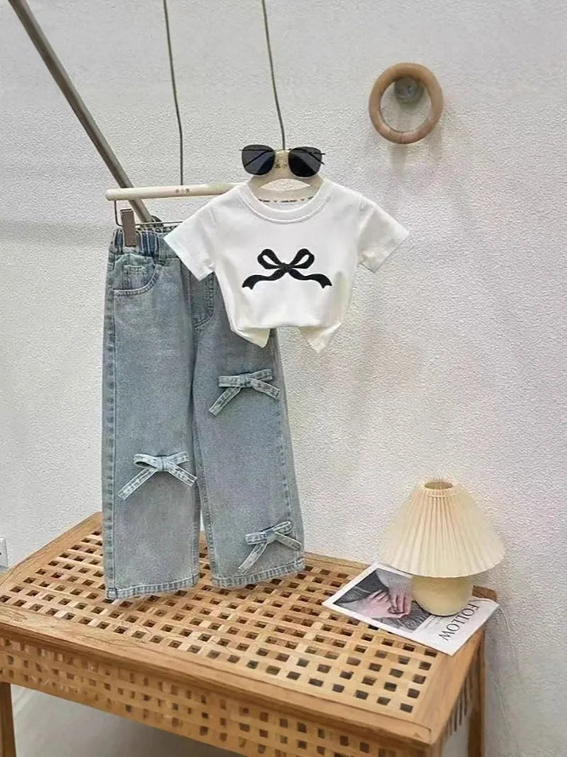 Bow Blocked Top Jeans