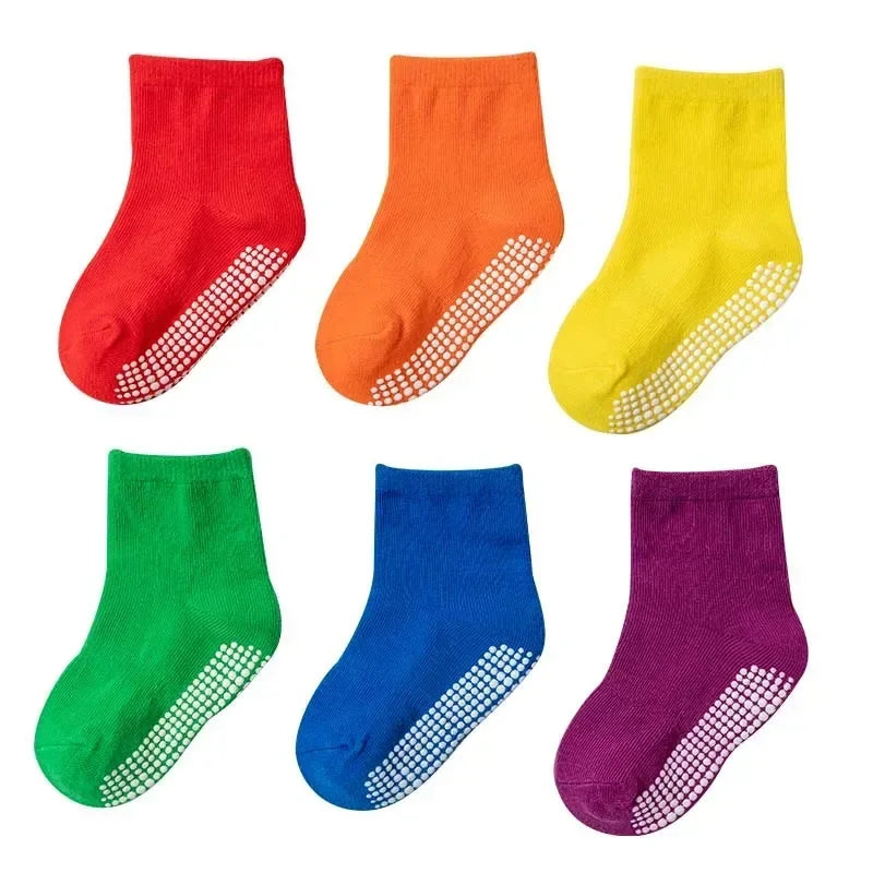 6 Pairs Spring Kids Anti-slip Socks