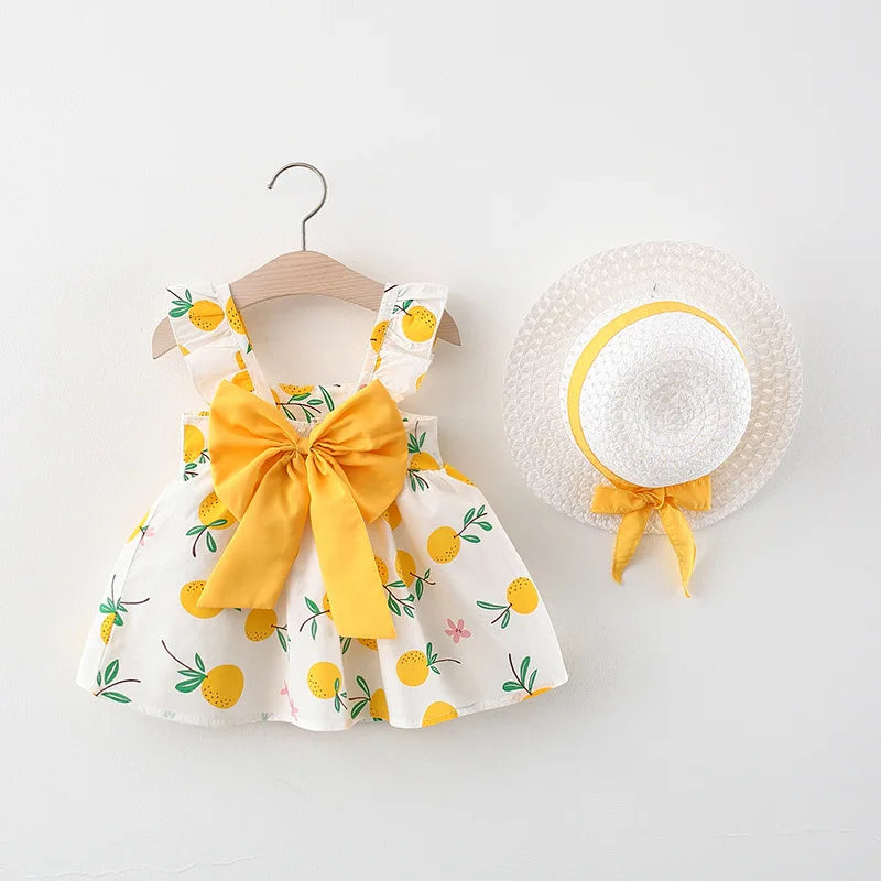 Orange Bow Suspender Dress Set
