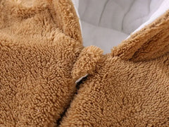 Baby Bear Hooded Winter Romper, Warm Cotton Jumpsuit