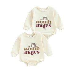 Baby Sweatshirt Romper – Rainbow Letter Print Long-Sleeve Jumpsuit for Newborn & Toddler