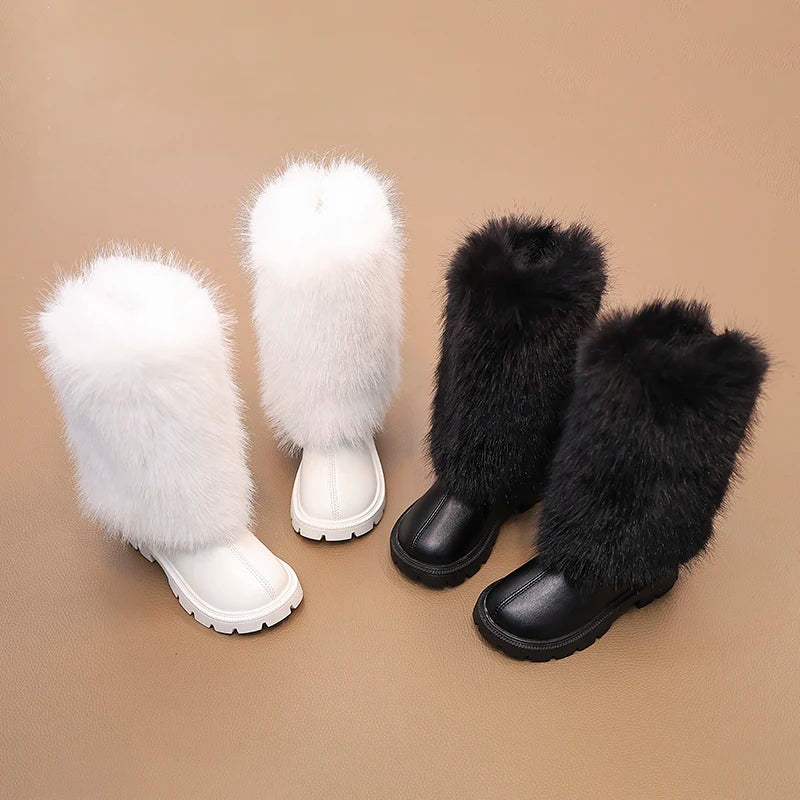 Girls High Warm Leather Boots