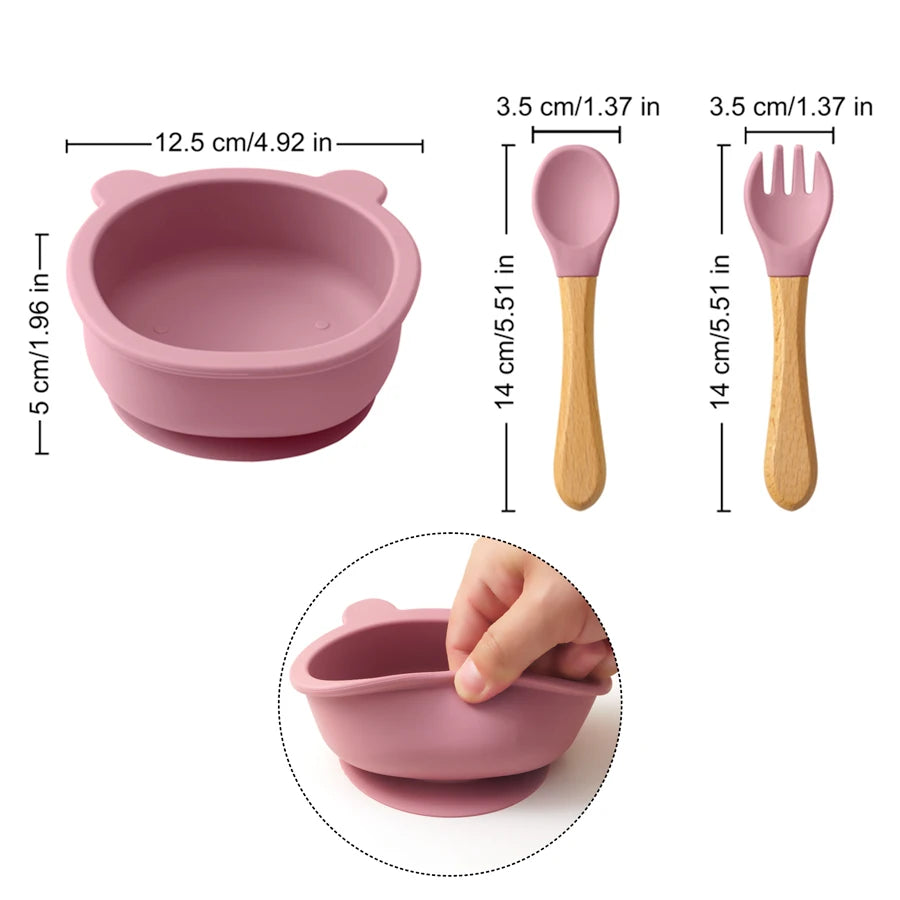 Wooden Handle Spoon Fork Bowl