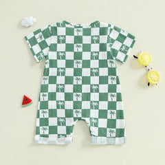 Checkered Tree Print Playsuit
