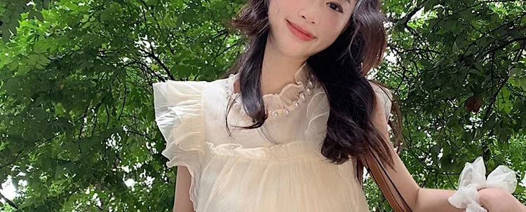 Necklace Petal Sleeve Maternity Dress