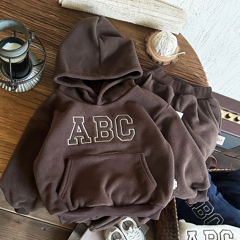 Fur Lining Boys Hoodie Set