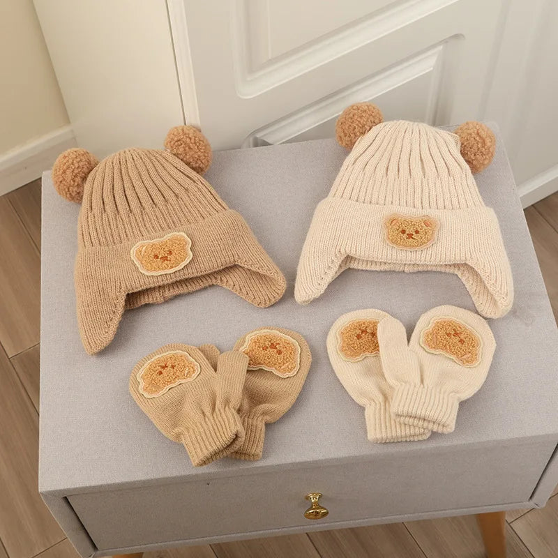 Bear Baby Knitted Hat and Gloves Set - PAMU8