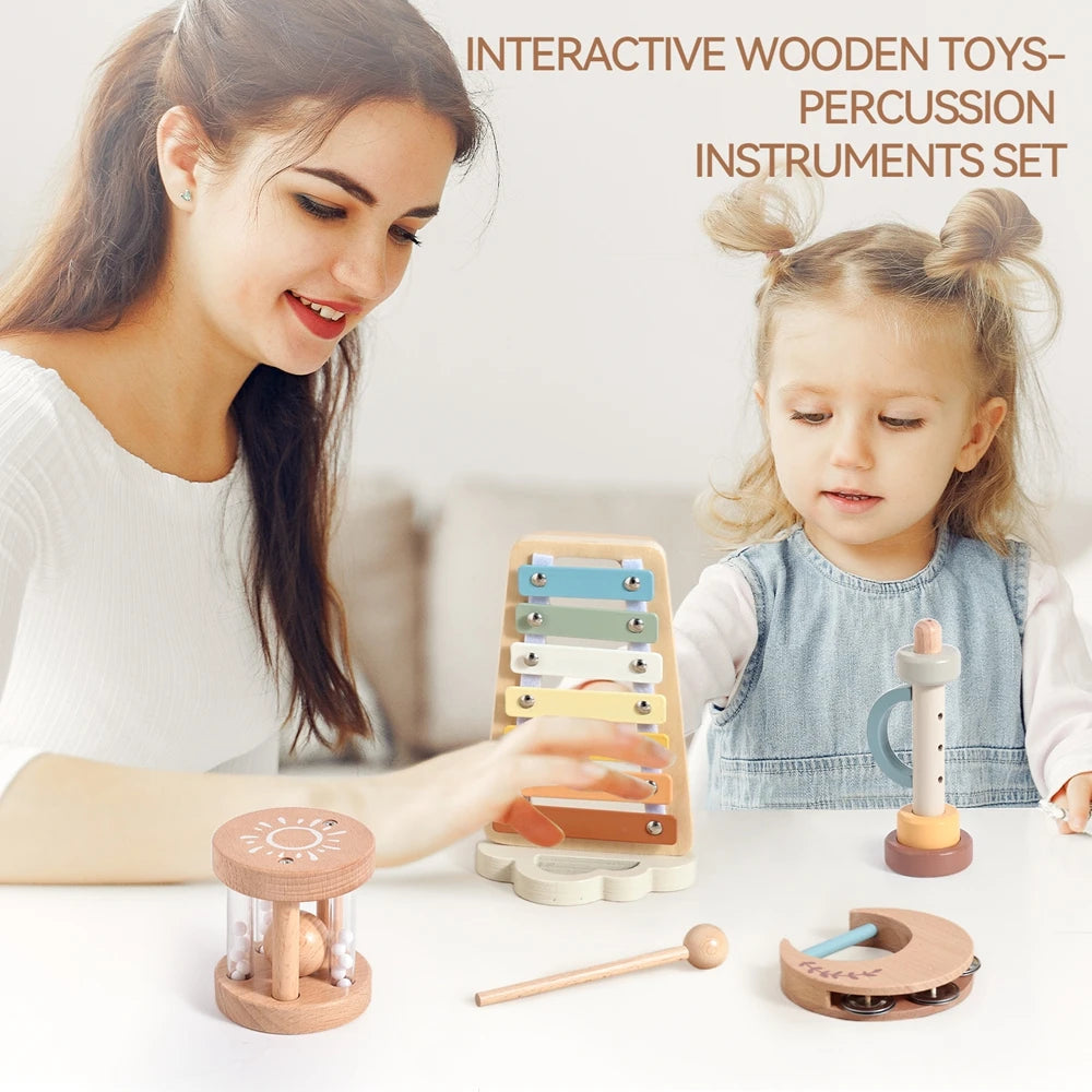 Wooden Rattle Musical Baby Toys