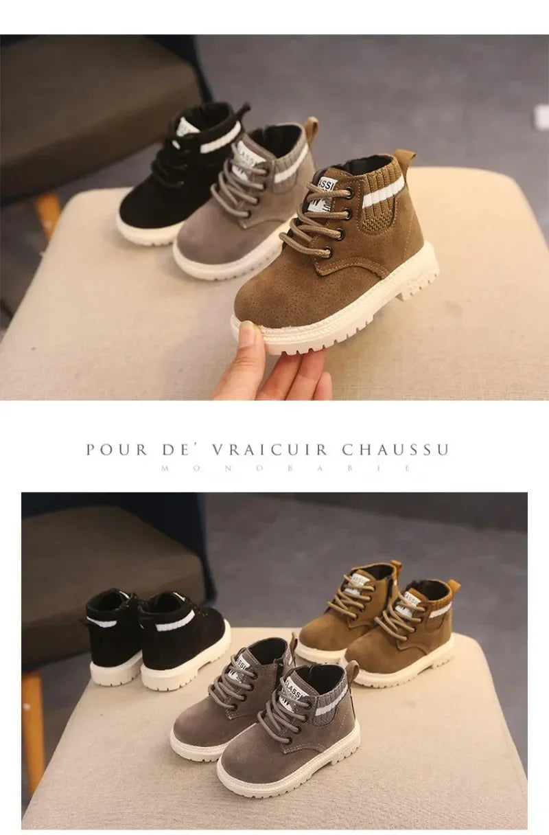 2 Style Plush Kids Winter Boots